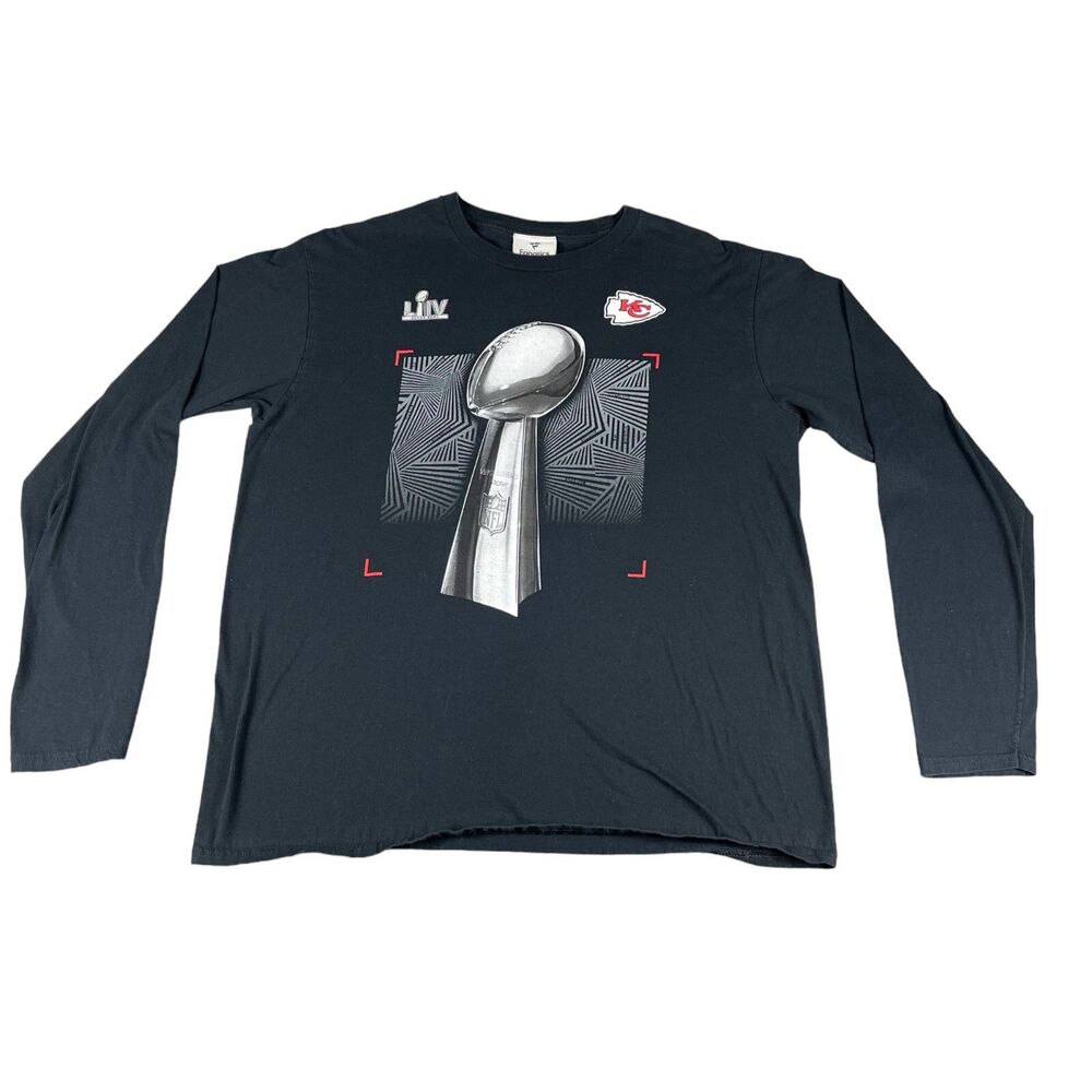 Kansas City Chiefs Shirt Men's Extra Large Black Long Sleeve Superbowl LIV NFL